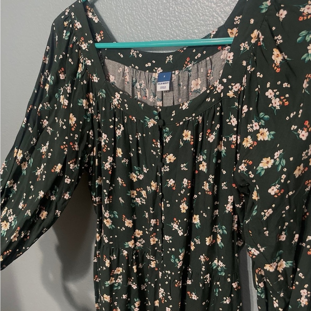old navy green floral dress